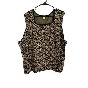 Coldwater Creek Womens 3X (24W-26W) Sleeveless Leopard Tank